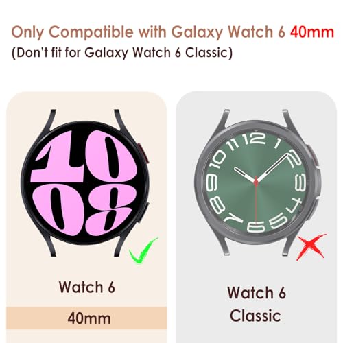 Simpeak 5-Pack Bling Screen Protector Case Compatible with Samsung Galaxy Watch 6 40mm 2023, HD Full Protection Bumper Case Cover Compatible with Galaxy Watch 6 40mm,Black,Silver,Gold,Blue,Rose Pink - size: 40mm