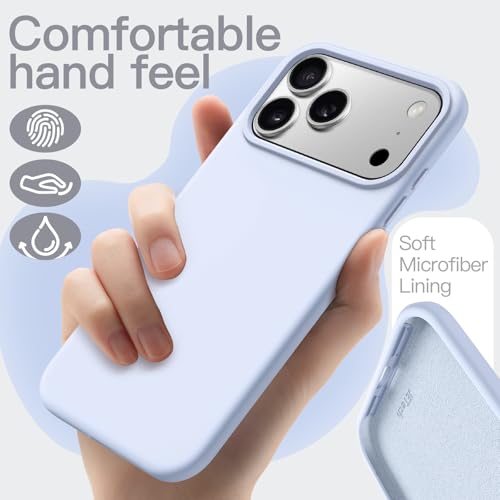 JETech Silicone Case for iPhone 17 Pro Max, Mist Blue | Silky Soft Touch, Shockproof Protection, Scratch Resistant, Microfiber Lining - color: Blue, size: iPhone 17 Pro Max