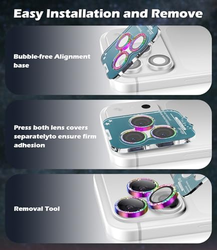imluckies Camera Lens Protector for iPhone 17 Pro/iPhone 17 Pro Max - color: Bling Colorful