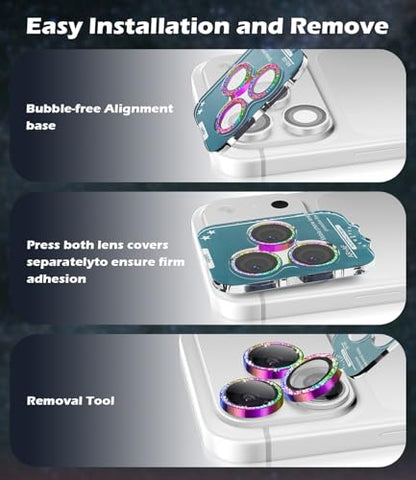 imluckies Camera Lens Protector for iPhone 17 Pro/iPhone 17 Pro Max - color: Bling Colorful