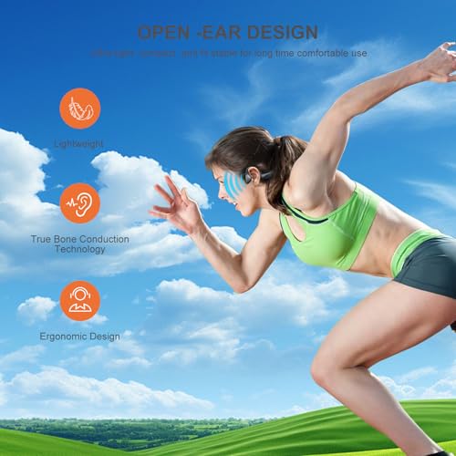 Bone Conduction Headphones - Bluetooth 6.0 Open Ear Headphones, Comfort Fit Wireless Headphones with Mic, 10hrs Playtime, IPX6 Sweatproof, Lightweight,Premium Loud Sound for Running,Sport,Travel