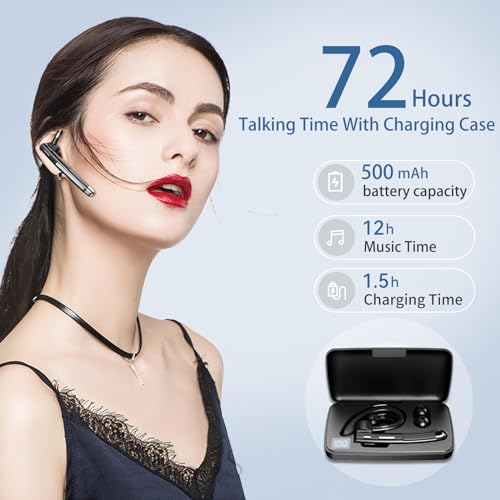 Bluetooth Headset with Microphone, Wireless Earpiece for Work & Driving - color: Black+silver
