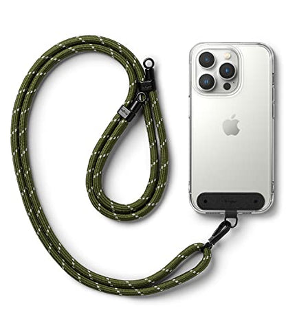Ringke Holder Link Black, Adjustable Crossbody Strap with Cell Phone Tether Tab, Universal Multifunctional Lanyard Patch - color: Khaki & White