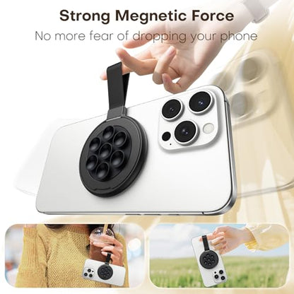 TAURI for Magsafe Suction Phone Grip - Universal Magnetic Suction Grip, 360° Rotating Hands-Free Holder, Silicone Suction Grip for iPhone 17 Pro Max/16/Android/S25,Black - color: Black