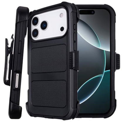 for Case iPhone 17 Pro Max Case with Belt Clip Holster Heavy Duty Black | Protective iPhone 17 ProMax Case Kickstand Shockproof Dustproof Port Sturdy Defender Cover for iPhone 17 Pro Max Cases Black - color: Black