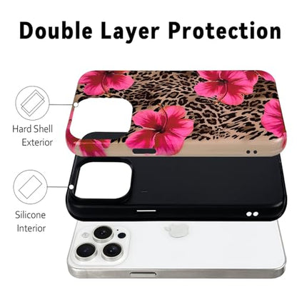 Lovmooful for iPhone 12 Pro Max Case Cute Flower Leopard-Hibiscus | Compatible for iPhone 12 Pro Max Case,Aesthetic,Hibiscus,Floral,2 in 1,for Women Girls,Soft TPU+PC,Shockproof,Protective - size: iPhone 12 Pro Max