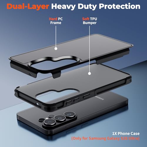 zapica Designed for Samsung Galaxy S26 Ultra Case, Black | Military Grade Drop Protection, Dual Layer Structure Design, Heavy Duty Shockproof Non-Slip Phone Cover - color: Black, size: Samsung Galaxy S26 Ultra 6.9''