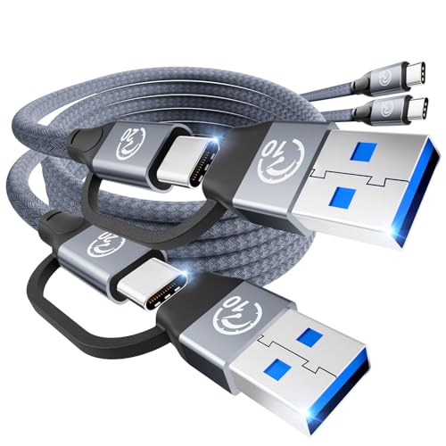 240W USB C Cable 6.6FT 2Pack, 20Gbps USBC 3.2 Cable, USB to USBC Cable - color: Gray, size: 6.6ft+6.6ft