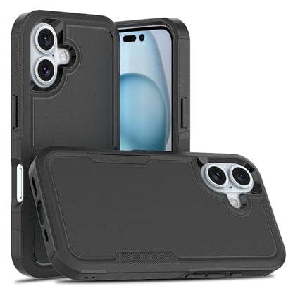 Heavy‑Duty Rugged Anti‑Drop Shockproof Protective Phone Case for iPhone 16, Durable Protective Shell, Black - color: Black, size: iPhone 16