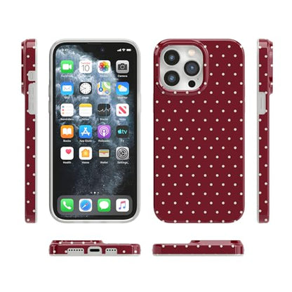 Casely iPhone 14 Pro Case | On the Dot | Maroon Polka Dot | Compatible with MagSafe | Classic Ultra Slim Design - color: On the Dot | Maroon Polka Dot, size: Iphone 14 Pro