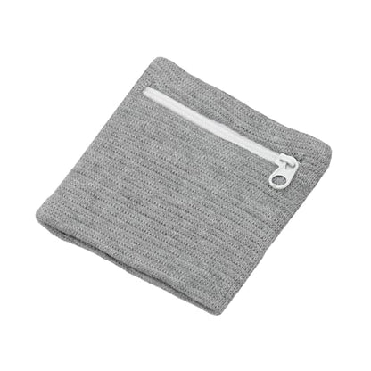 Wrist Wallet Wristband with Zipper, Cotton Wrist SweatBands Sports Absorb Sweat - color: Gray