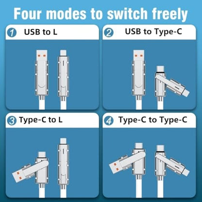 2 Pack USB C to C Cable 3.3ft Chubby Silicone 4 in 1 USB C Charging Cable - color: 4 Combinations Grey+White