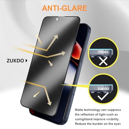 2 Pack for iPhone Air 6.5" Matte Privacy Screen Protector Anti-glare Anti-spy Tempered Glass Film Anti-fingerprint Easy Installation - size: iPhone Air