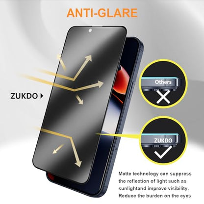 2 Pack for iPhone Air 6.5" Matte Privacy Screen Protector Anti-glare Anti-spy Tempered Glass Film Anti-fingerprint Easy Installation - size: iPhone Air