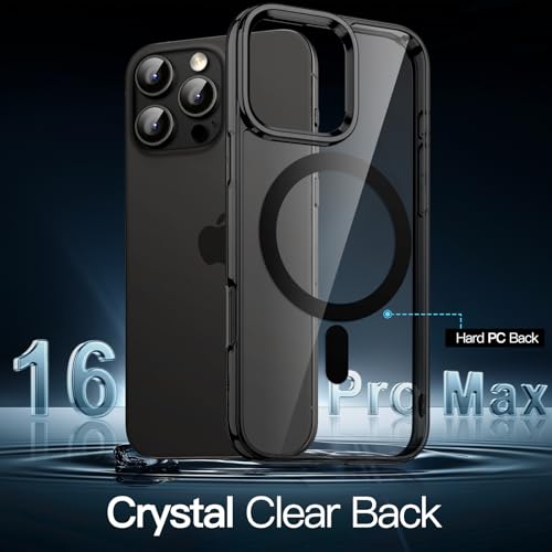 JETech Magnetic Case for iPhone 16 Pro Max 6.9-Inch Compatible with MagSafe, Shockproof Phone Bumper Cover, Anti-Scratch Clear Back (Black) - color: Black, size: iPhone 16 Pro Max
