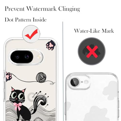 Unov for Pixel 10a Case, Clear with Design, Slim Fit Good Grip, Embossed Phone Case, Shockproof Protective Cover, Raised Camera Protection, Soft TPU, Black Cat - color: Black Cat