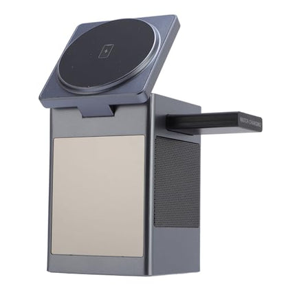LICAEVEY 6 in 1 Magnetic Charging Station, Bluetooth 5.3 Travel 15W Charging Station, Aluminum Alloy Fast Charger Stand for Phone, Earphone, Watch