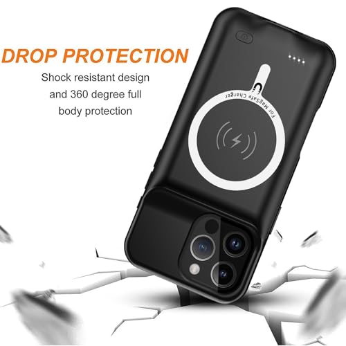 Battery Case for iPhone 16 Pro Max, 12000mAh Rechargeable Portable Protective Extended Charger Case Wireless Charging Compatible with iPhone 16 Pro Max (6.9 inch) - Black - size: iPhone 16 Pro Max (6.9 inch)