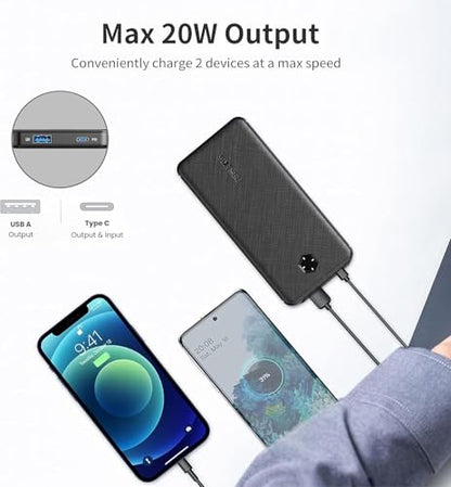 SIXTHGU Portable Charger, Slim 10000mAh PD 20W Power Bank, USB C in&Out Fast Charging Battery Pack, External Phone Powerbank Compatible with iPhone 16 15 14 13 Samsung S22 S21 Google iPad etc