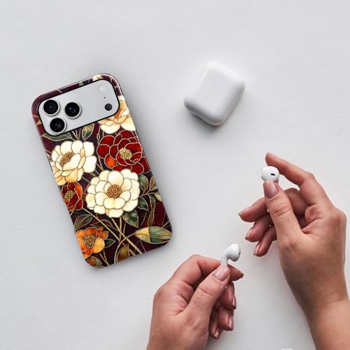 Compatible with iPhone 17 Pro Max,Anti-Scratch Glossy Case Cover,Stained Glass Flower 04 - color: Stained Glass Flower 04, size: IPhone 17 Pro Max