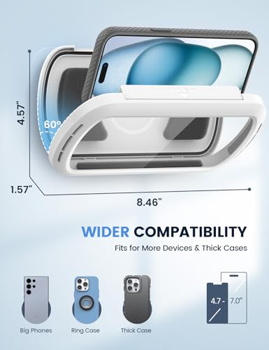 Lamicall Shower Phone Holder with Speaker Holes, IPX6 Waterproof Clear Sound & 480° Rotation Shower Case Accessories, Waterproof Bathroom Wall Mount for iPhone 17 Pro Max, S26 Ultra, 4-7" Phone - color: Snow White