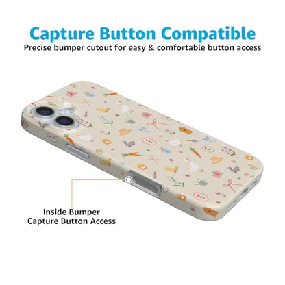 Casely iPhone 16 Case | Hoppy Garden | Spring Things | Compatible with MagSafe | Classic Ultra Thin Design - color: Hoppy Garden | Spring Things, size: Iphone 16