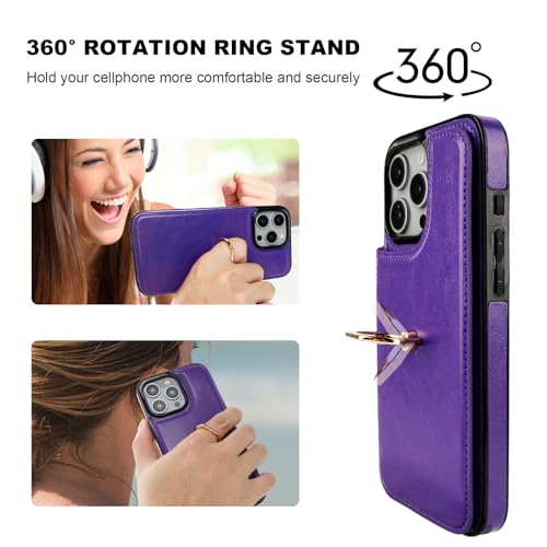 ONETOP for iPhone 16 Pro Max Wallet Case with Credit Card Holder,Purple - color: Purple