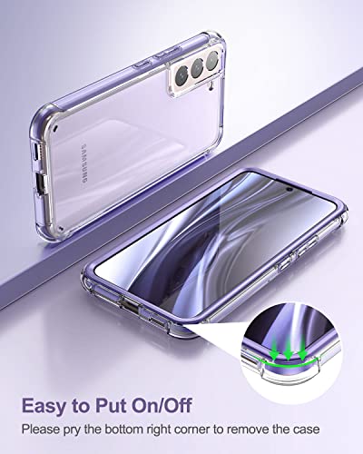 SURITCH for Samsung Galaxy S22+ Plus Clear Case 6.6" (Only), [Built-in Screen Protector] Full Body Protective Hard Shell+Soft TPU Phone Case for Samsung S22 Plus -(Lavender Blue Edge) - color: Lavender Blue Edge