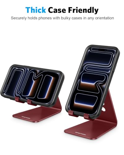 OMOTON C2 Adjustable Cell Phone Stand with Charging Cutout, Cherry Red - color: Cherry Red