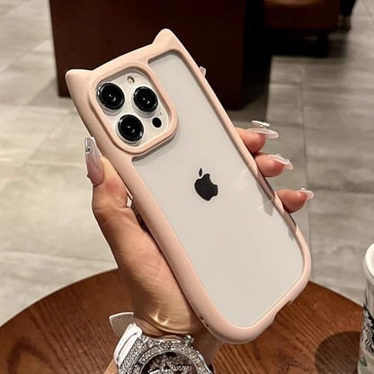 Compatible with 17 Case Cute Kawaii 3D Cat Ears Clear Flexible Soft TPU Transparent Shockproof Protective Phone Case Cover for Girls Women-Blue2 - color: Blue2, size: 1 Count (Pack of 1)