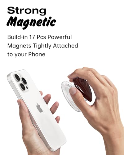 Svanove Heart Magnetic Phone Grip Compatible with Magsafe Phone Grip Holder, Cute Collapsible Glass Grips Stand Kickstand for iPhone Samsung, 3D Crystal Glitter Love Mag Safe Holder, Burgundy Maroon - color: Burgundy, style: Magnetic
