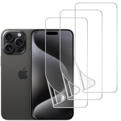 3 Pack TPU Screen Protector for iPhone 15 Pro Max, Self-Healing HD Clear Soft Flexible Hydrogel Film Compatible with iPhone 15 Pro Max 6.7" - Scratch-Resistant, Bubble Free, Easy Installation - size: iPhone 15 Pro Max