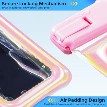 ProCase 2 Pack Floating Waterproof Phone Pouch, IPX8 Dry Bag for 7" Phones | Fits iPhone 17/16/15/14, Galaxy S24/S23 & Pixel 8/7. Touchscreen Waterproof Pouch for Swimming, Diving & Snow -Pinkblue - color: Pink/Blue