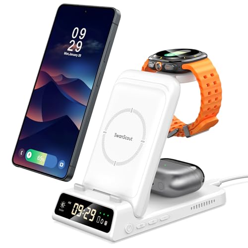 Charging Station for Samsung Phone, Watch & Buds, Not for Watch 9/Ultra 2 - color: White