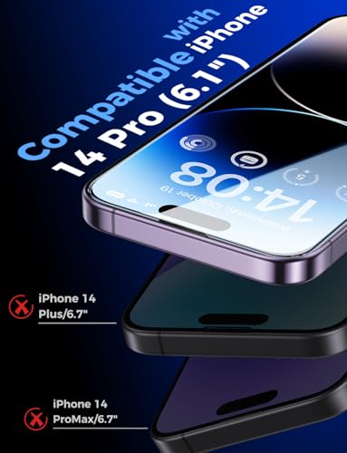 MAGIC JOHN 2 Pack for iPhone 14 Pro 6.1 inch Tempered Glass Screen Protector, Auto Dust-Elimination Installation, Bubble Free, Dynamic Island Compatible, HD Clear, Easy Installation | Easy Installation,Auto Dust-Elimination, Bubble Free,HD Clear