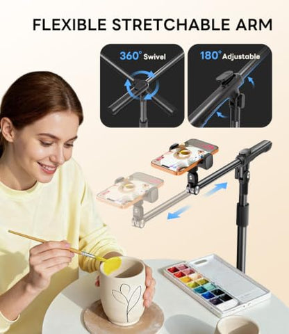 360° Rotatable Extension Arm, Adjustable Tripod Stand for iPhone17, Video Recording, Photography, Live Streaming