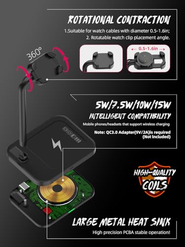 2 in 1 Universal Wireless Charging Dock - color: Black Universal Watch Bracket+Wireless charging