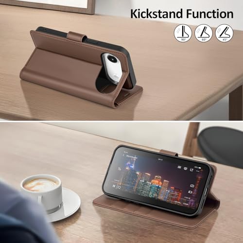 Shieldtop Compatible with MagSafe iPhone 17 Air Wallet Case,Coffee | 2 in 1 Detachable Magnetic,Credit Card Holder Slots,RFID Blocking,PU Leather,Kickstand,Flip Folio Phone Cover for Men & Women - color: Coffee, size: iPhone 17 Air - 6.6"
