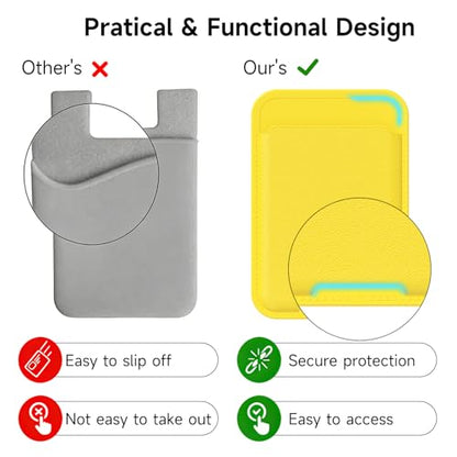 oakxco Phone Wallet Stick On, Slim Thin Adhesive ID Credit Card Holder Wallet Pocket Back of Phone Case, Hard Shell Plastic Sleeve Sticky Card Wallets Pouch for iPhone Samsung Pixel, Yellow - color: Yellow