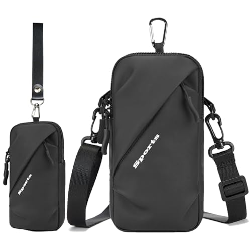 Prime Comfort Cell Phone Sleeve Pouch with Adjustable Crossbody Strap Neck Lanyard and Wrist Strap, Cell Phone Holder Around Neck, iPhone Holder for Walking for Men Women (Black) - color: Black