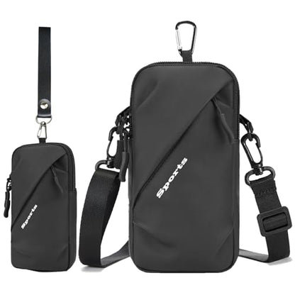 Prime Comfort Cell Phone Sleeve Pouch with Adjustable Crossbody Strap Neck Lanyard and Wrist Strap, Cell Phone Holder Around Neck, iPhone Holder for Walking for Men Women (Black) - color: Black