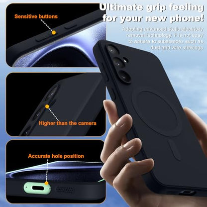 for Galaxy A15 5G Case,Magnetic,Wireless Charging,Slim Black | Soft TPU Silicone Cover Phone Case for Samsung Galaxy A15 5G,Black - color: Black