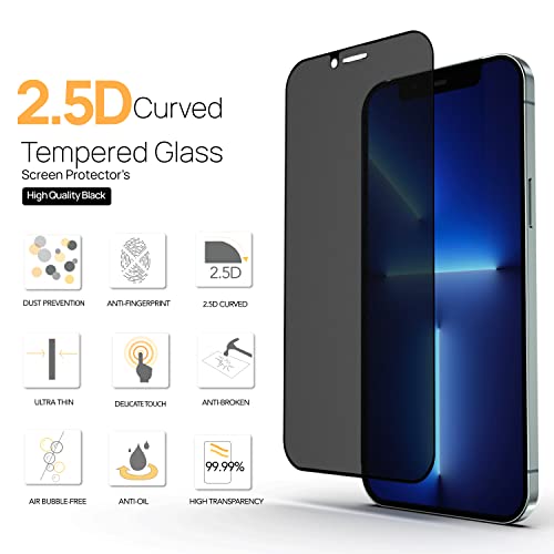 IceSword Privacy Screen Protector for iPhone 14 / iPhone 13 / iPhone 13 Pro (6.1 inch) [2022 Shatterproof], Tempered Glass Film 9H Hardness,10X Stronger, Case Friendly, Anti Spy 13P - Privacy - color: Privacy