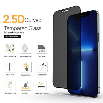 IceSword Privacy Screen Protector for iPhone 14 / iPhone 13 / iPhone 13 Pro (6.1 inch) [2022 Shatterproof], Tempered Glass Film 9H Hardness,10X Stronger, Case Friendly, Anti Spy 13P - Privacy - color: Privacy