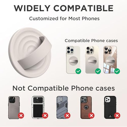 Upgraded Magnetic Phone Grip, Liquid Silicone Soft and Portable, Removable Finger Loop Ring Grip Holder for iPhone, Strong Magnetic Attraction, Compatible with MagSafe Phone Case, Stone - color: Stone