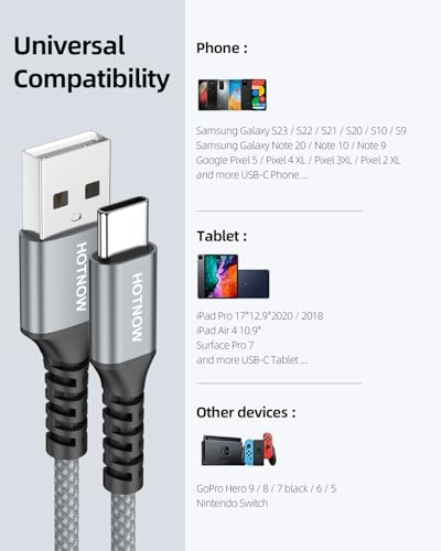 Short USB A to USB C Cable 18 inch 3Pack, 1.5FT USBC Cable 3A Fast Charging - color: Grey+White, size: 1.5FT