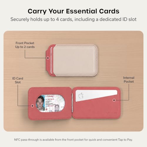 Satechi MagSafe Wallet Stand, Card Holder, NFC Pass-Through - color: Coral Pink
