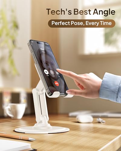 COOPER 360° Stand Rotating Cell Phone Stand for Desk, Desktop Phone Holder - color: 2 Pack - All White