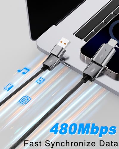 [2-Pack] 4-in-1 USB C Multi Charging Cable 6FT, 65W PD Fast Charger Cord, Durable Round Braided Data Transfer, Compatible with iPhone 17 16 15 Pro Max, MacBook, iPad, Samsung S26 S25, Laptop - Grey - size: 6FT+6FT