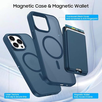 Magnetic for iPhone 13 Pro Wallet Case, Deep Blue - color: Deep Blue, size: iPhone 13 Pro
